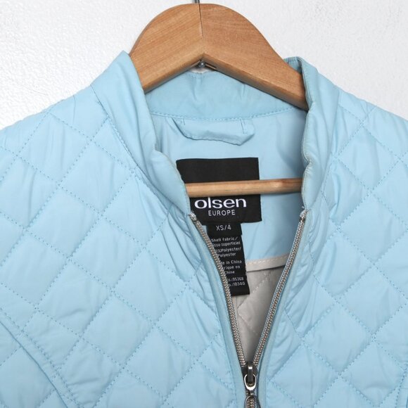 Olsen Europe Quilted Jacket Lightweight Full Zip Spring Coat Light Blue - Picture 5 of 10